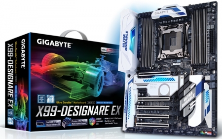 Плата Gigabyte GA-X99-Designare EX для мощных ПК снабжена подсветкой