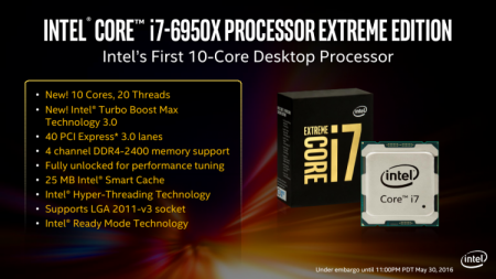 Intel представила 10-ядерный Core i7-6950X: новый уровень производительности и цены