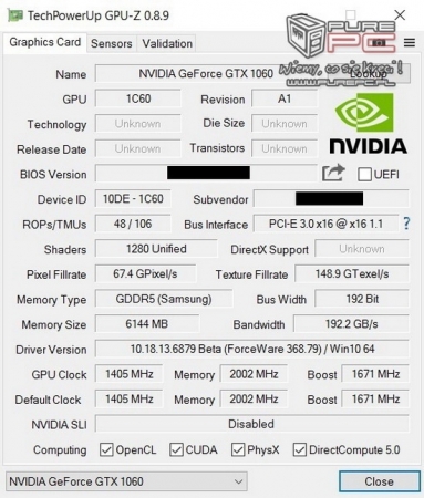 Мобильная версия GeForce GTX 1060 будет отличаться от настольной только частотами