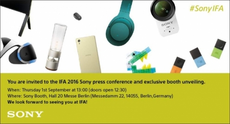 Sony приглашает посетить фирменные стенды на IFA 2016