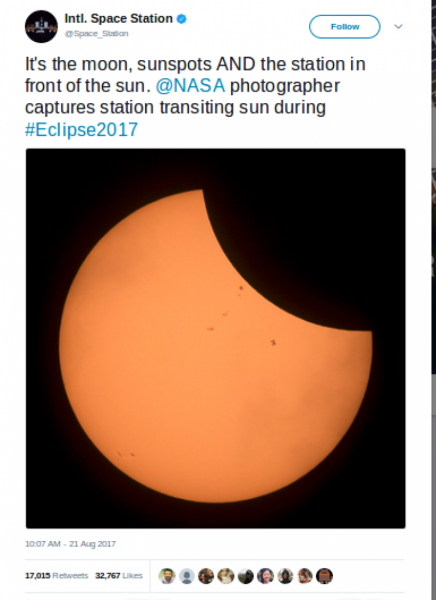 NASA поделилось кадрами «Великого солнечного затмения»